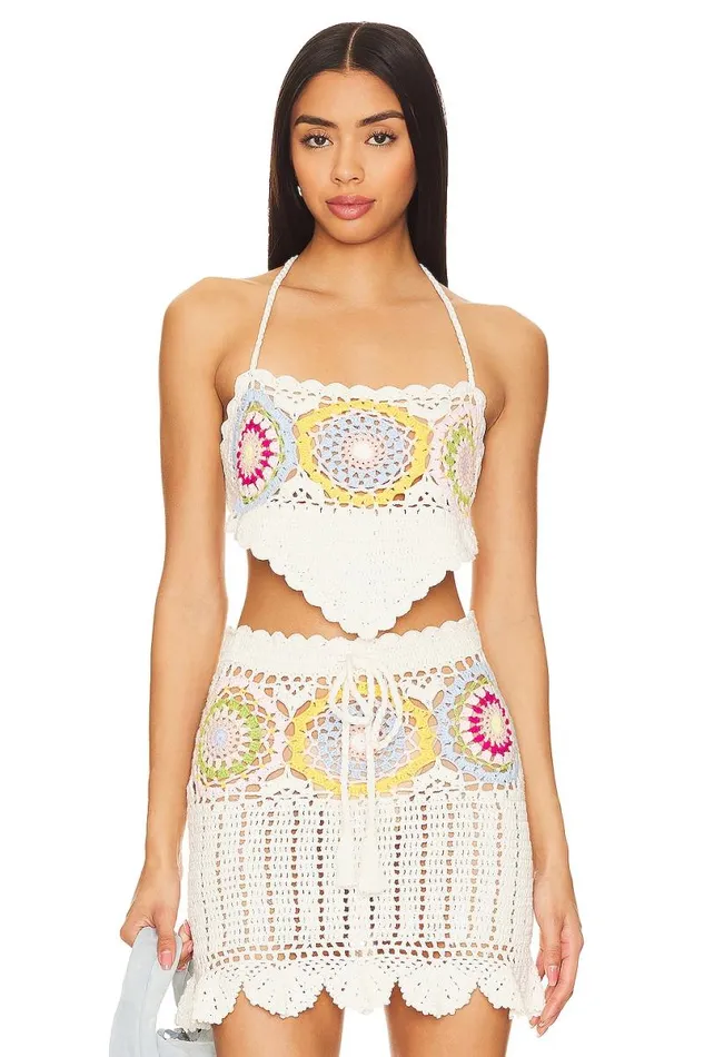 Val Crochet Top Pastel Multi Women Lovers and Friends Tops