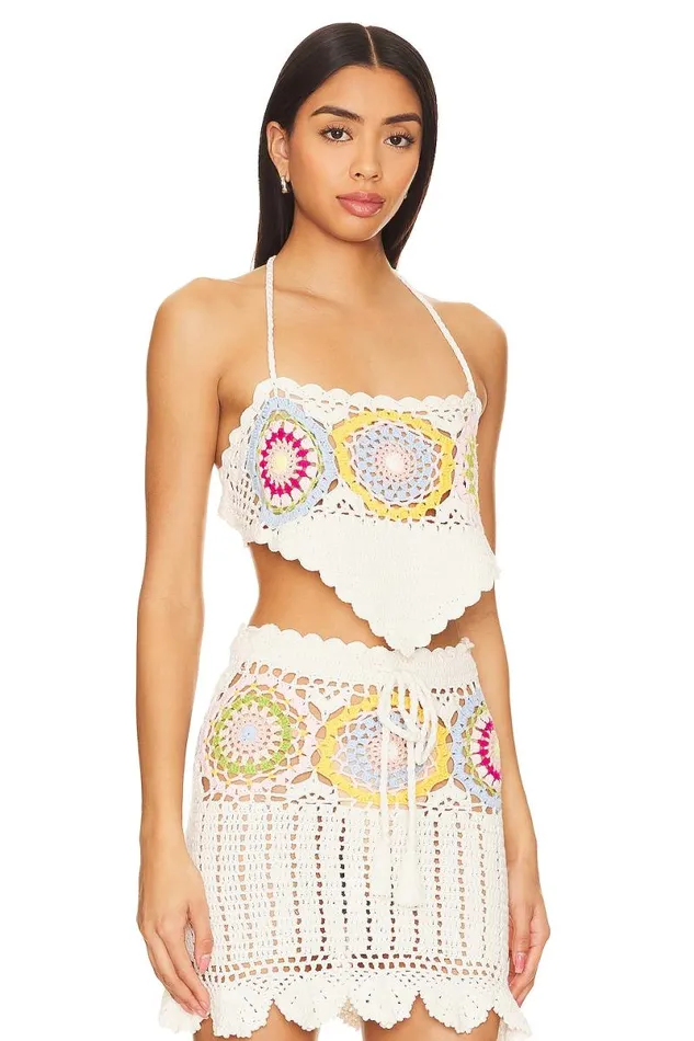 Val Crochet Top Pastel Multi Women Lovers and Friends Tops