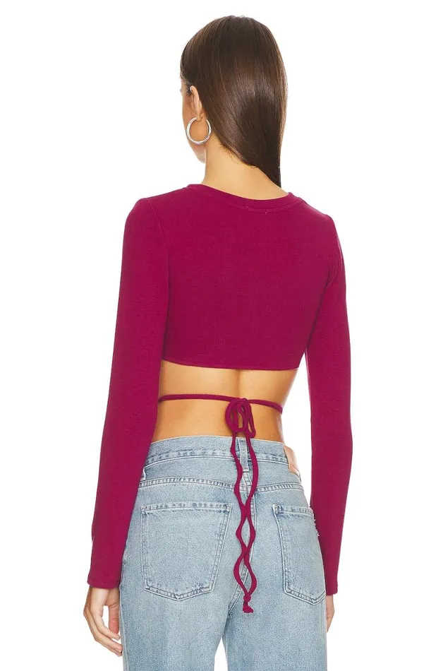 Waist Tie Tee Wine Red Women Lovers and Friends Tops