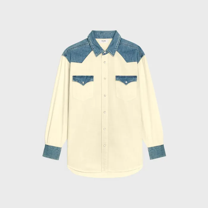 Western Shirt In Union Ocean Wash Denim Union Ocean Wash Men CELINE DENIM