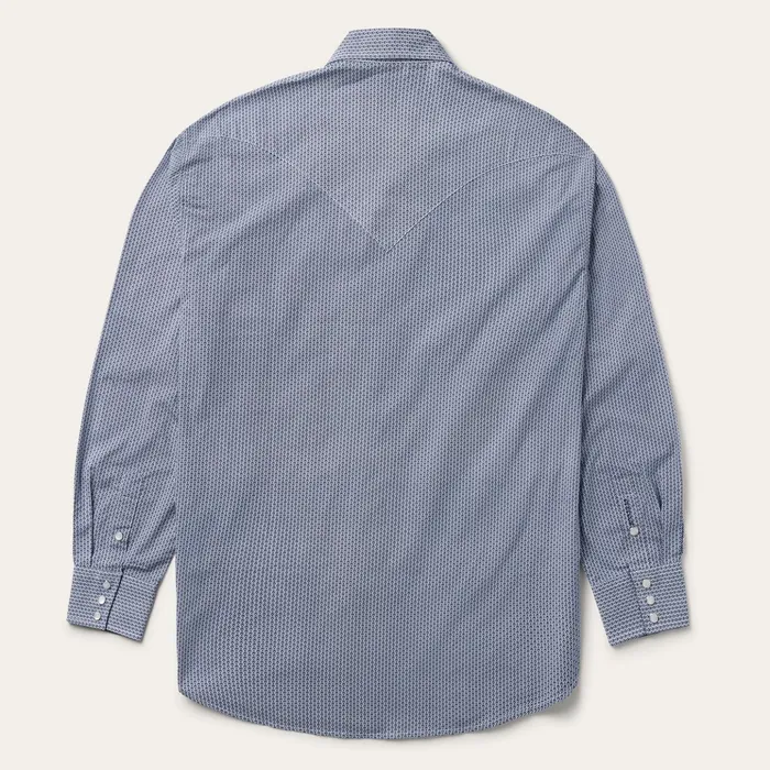 Western Shirts Men Stetson Blue Deco Geo Print Western Shirt Blue