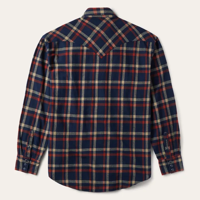 Western Shirts Men Stetson Brushed Twill Plaid Shirt Blue