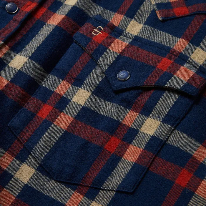 Western Shirts Men Stetson Brushed Twill Plaid Shirt Blue