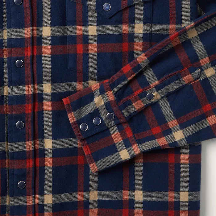 Western Shirts Men Stetson Brushed Twill Plaid Shirt Blue
