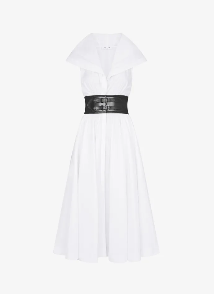 White Poplin Hood Dress Women Alaa Dresses