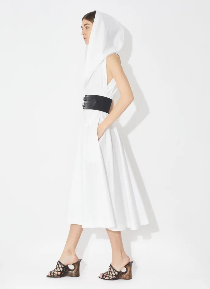 White Poplin Hood Dress Women Alaa Dresses