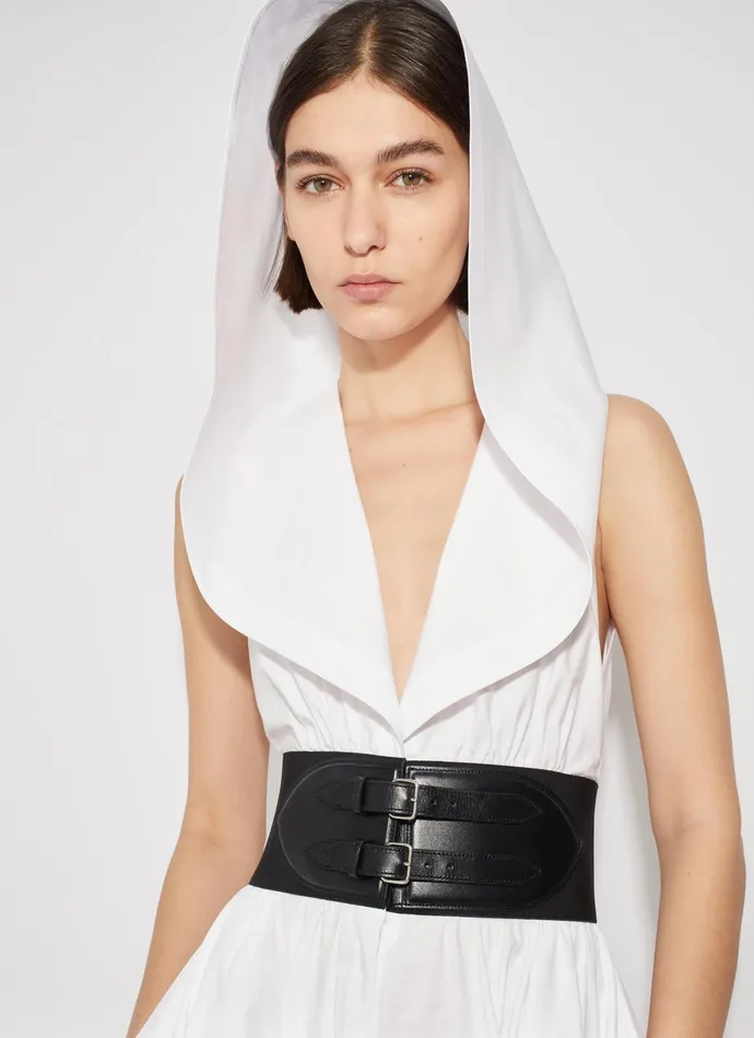 White Poplin Hood Dress Women Alaa Dresses