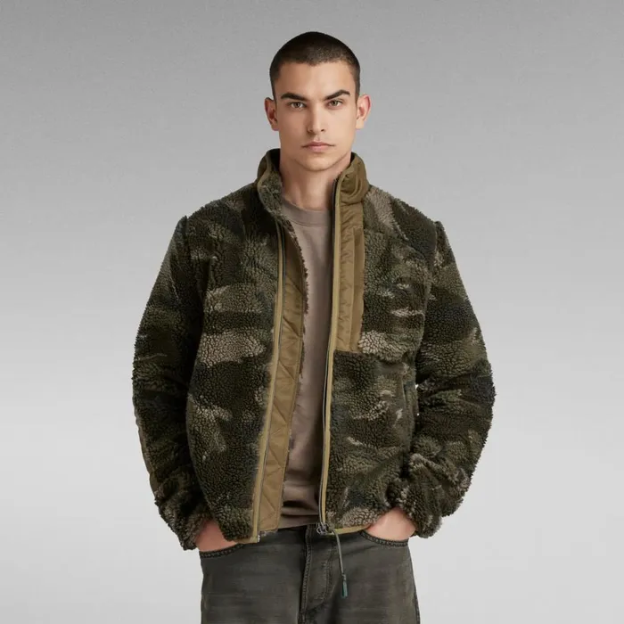 Winter Coats Men GStar RAW Fleece Jacket Turf Woodland Camo