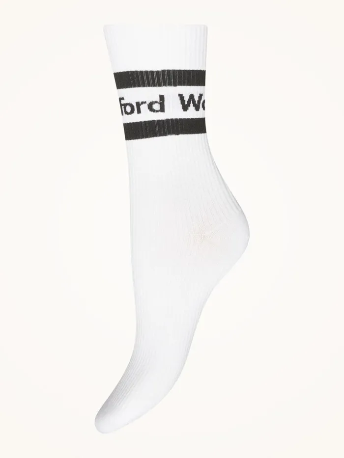 Wolford Logo Rib Socks Whiteblack Women Socks