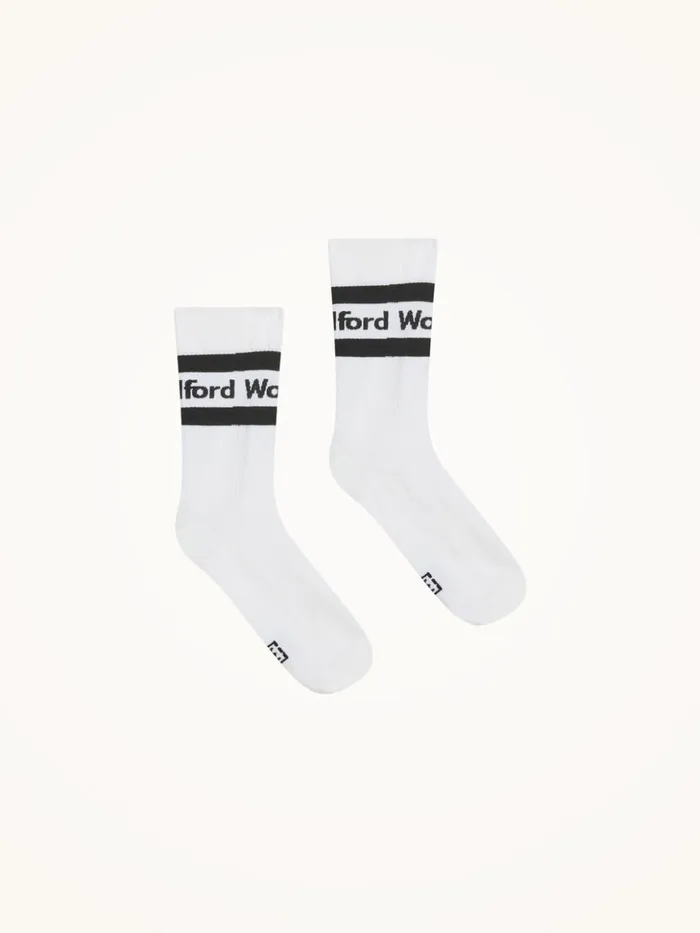 Wolford Logo Rib Socks Whiteblack Women Socks