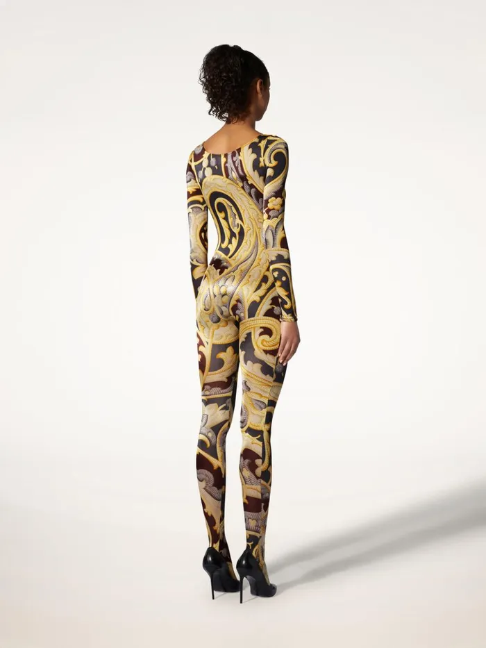 Wolford Paisley Baroque Catsuit Grey Women Trousers and Jumpsuits