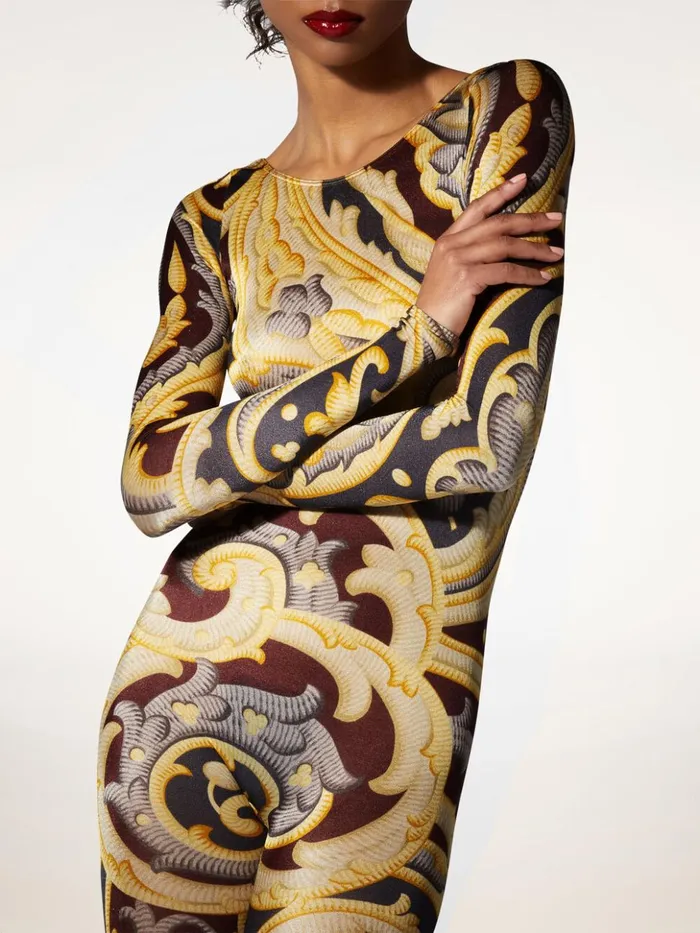 Wolford Paisley Baroque Catsuit Grey Women Trousers and Jumpsuits