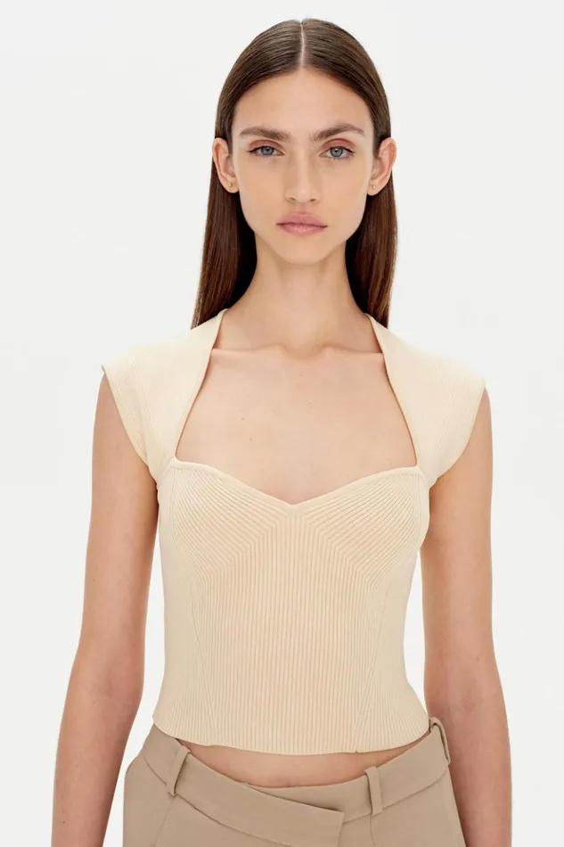 Women Abia Tee Almond Jonathan Simkhai Tops and Bodysuits