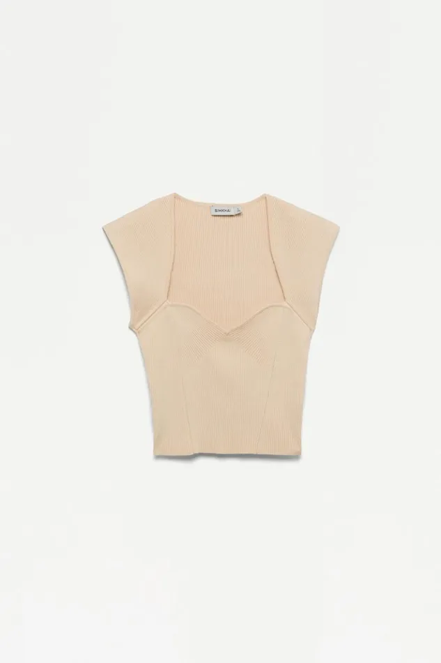 Women Abia Tee Almond Jonathan Simkhai Tops and Bodysuits