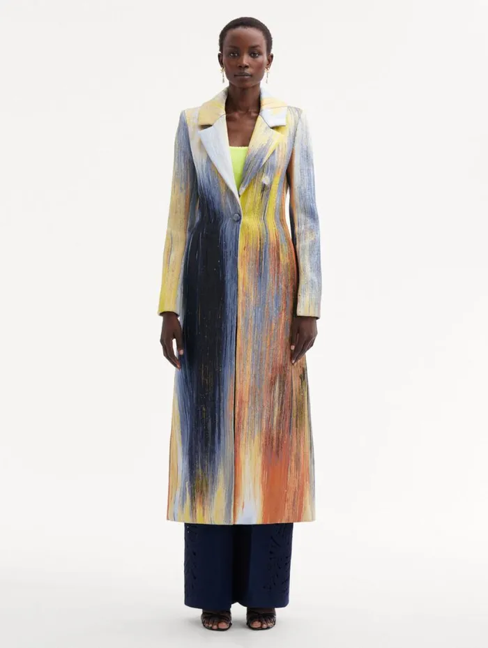 Women Abstract Brushstroke Jacquard Coat Calendula Multi Oscar De La Renta Jackets and Coats Women Abstract Brushstroke Jacquard Coat Calendula Multi Oscar De La Renta Jackets and Coats