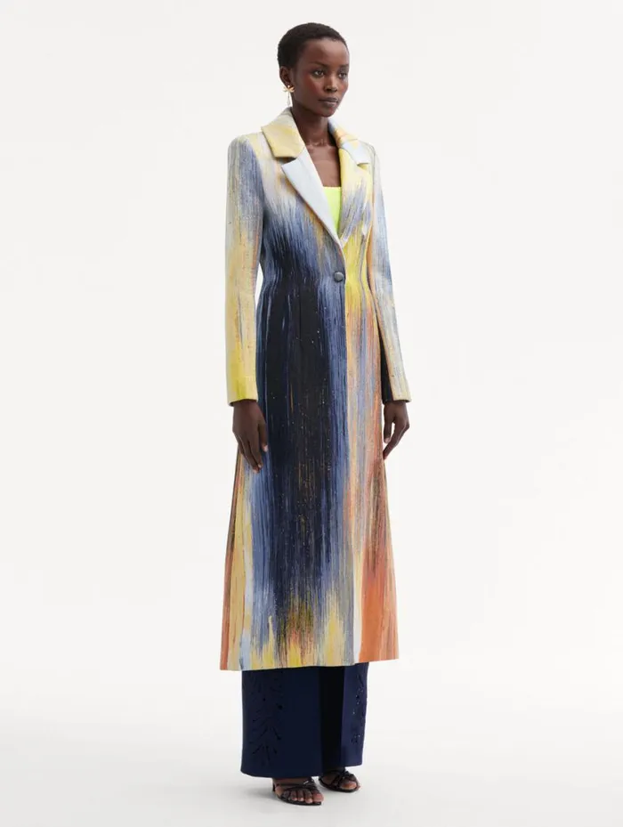 Women Abstract Brushstroke Jacquard Coat Calendula Multi Oscar De La Renta Jackets and Coats Women Abstract Brushstroke Jacquard Coat Calendula Multi Oscar De La Renta Jackets and Coats