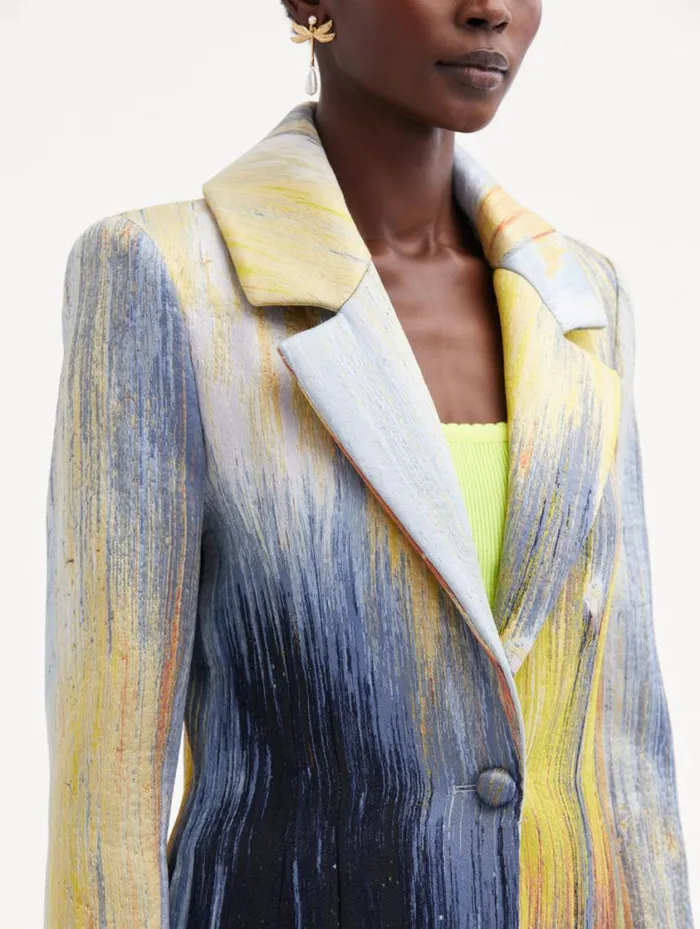 Women Abstract Brushstroke Jacquard Coat Calendula Multi Oscar De La Renta Jackets and Coats Women Abstract Brushstroke Jacquard Coat Calendula Multi Oscar De La Renta Jackets and Coats