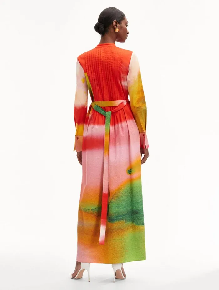 Women Abstract Watercolor Caftan Vermilion Multi Oscar De La Renta Dresses Women Abstract Watercolor Caftan Vermilion Multi Oscar De La Renta Dresses