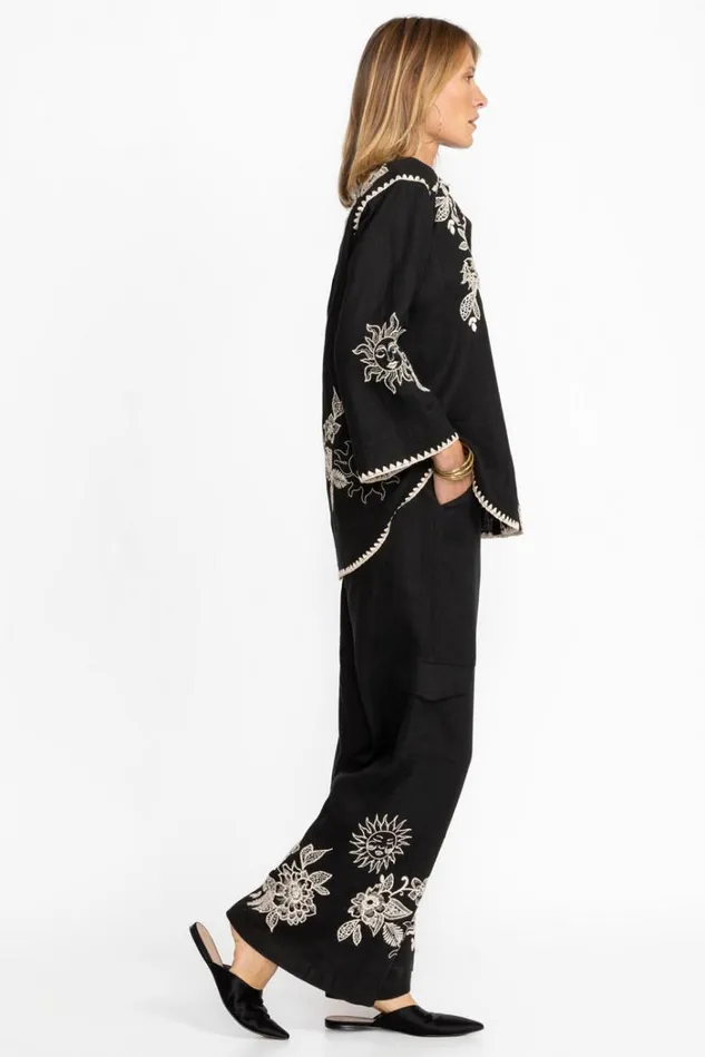 Women ADDISON DRAWSTRING WIDE LEG PANT Black Johnny Was Bottoms Women ADDISON DRAWSTRING WIDE LEG PANT Black Johnny Was Bottoms