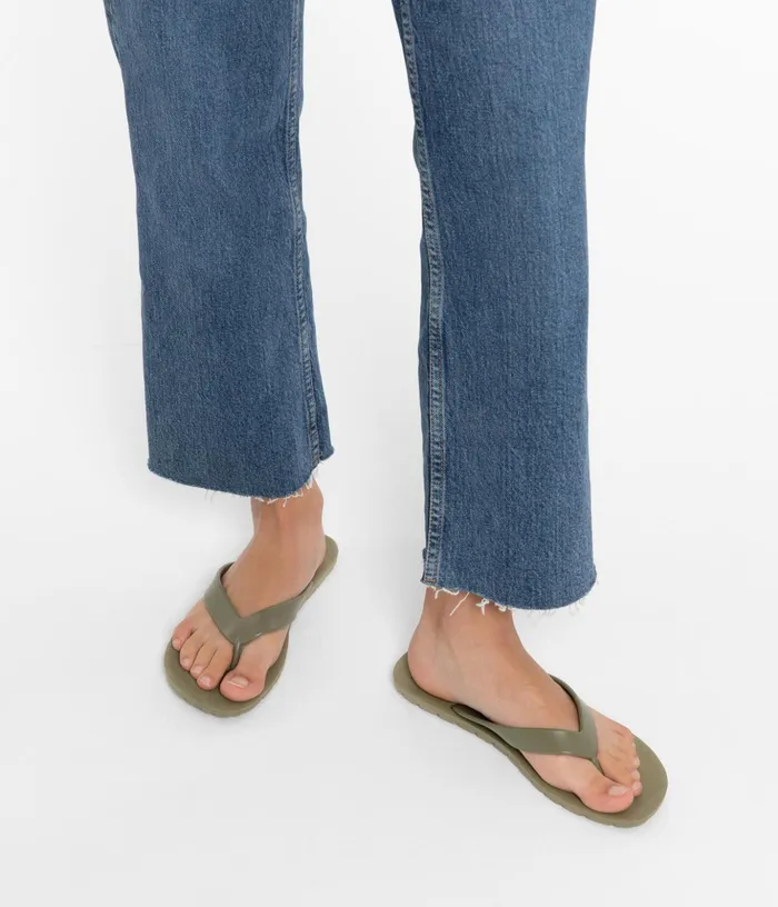 Women Alberta Vegan Flip Flops Olive Matt and Nat Flats