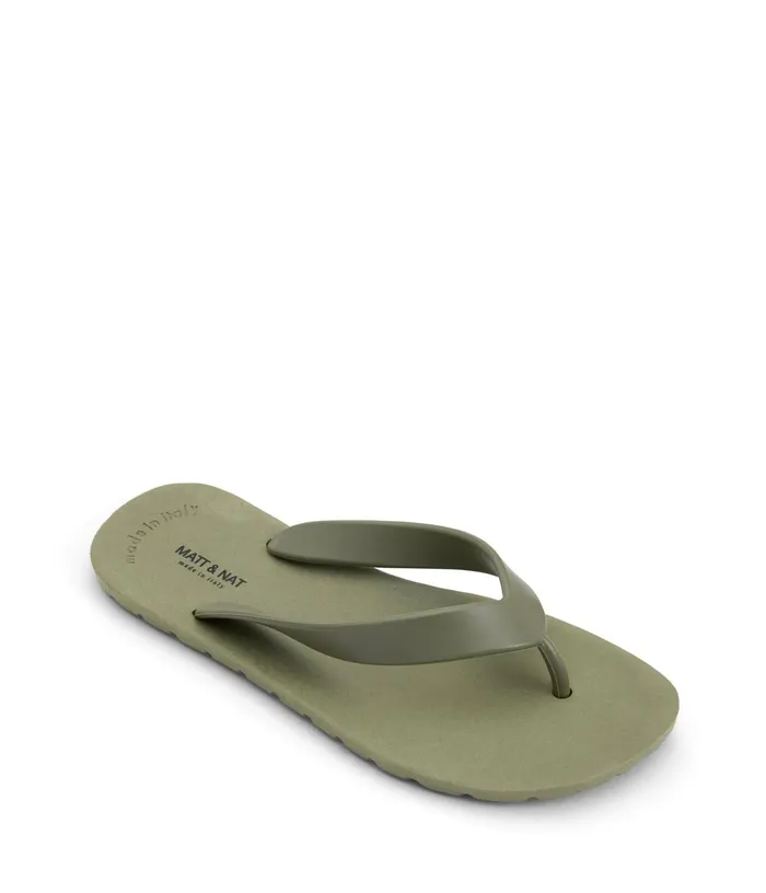 Women Alberta Vegan Flip Flops Olive Matt and Nat Flats