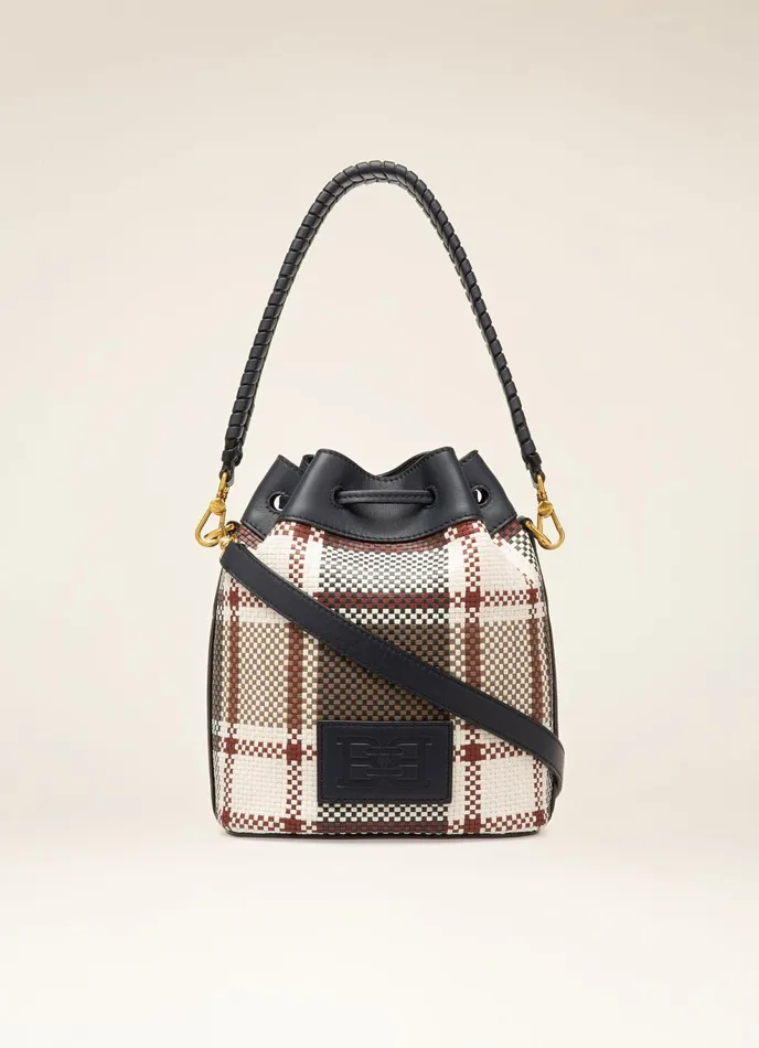 Women Bally Crossbody Bags Cleoh 8211 Leather Bucket Bag In Taupe and Navy