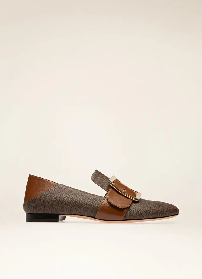 Women Bally Flats and Moccasins Janelle 8211 Leather and TPU Loafers In Brown