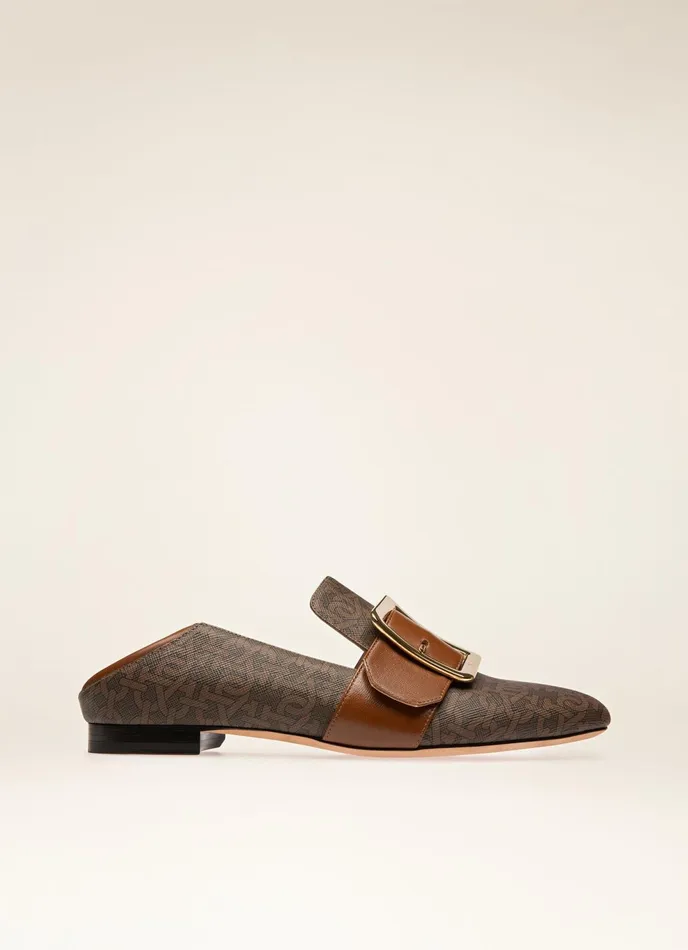 Women Bally Flats and Moccasins Janelle 8211 Leather and TPU Loafers In Brown