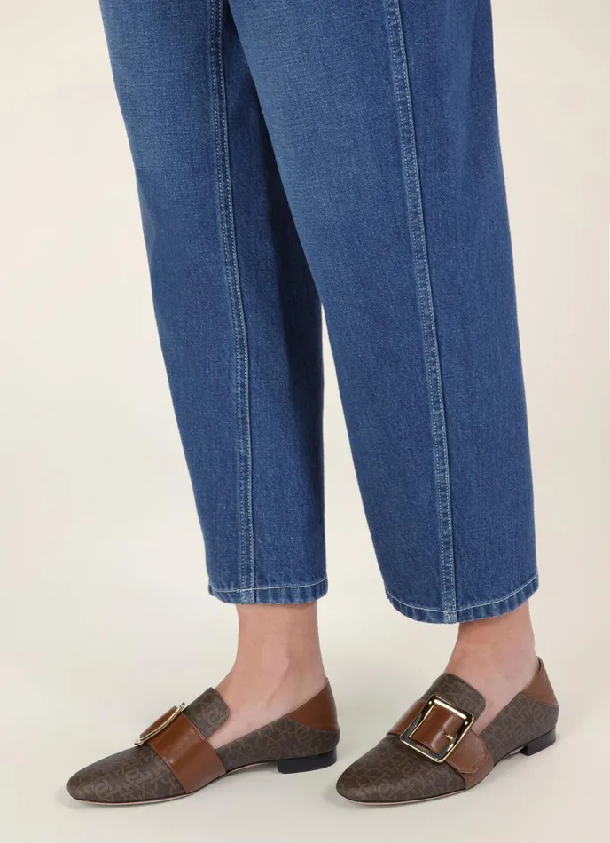 Women Bally Flats and Moccasins Janelle 8211 Leather and TPU Loafers In Brown