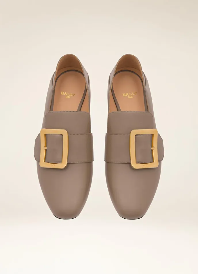 Women Bally Flats and Moccasins Janelle 8211 Leather Loafers In Taupe