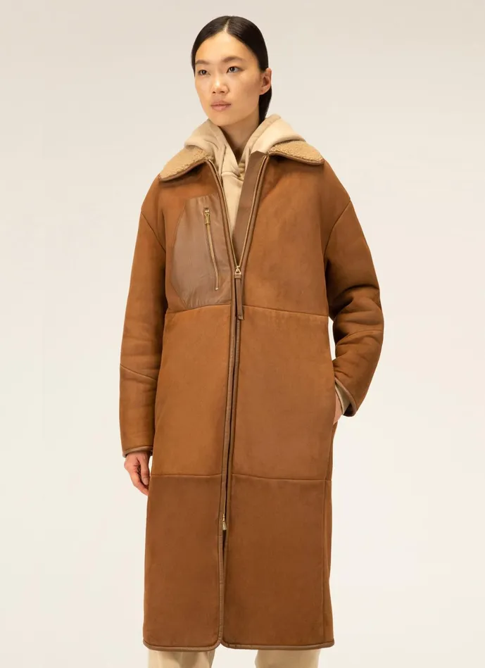 Women Bally Leather Shearling Coat 8211 Leather Outerwear In Brown
