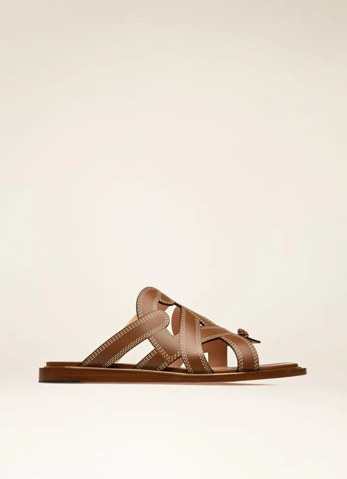 Women Bally Sandals Glada 8211 Leather Flat Sandals In Tan