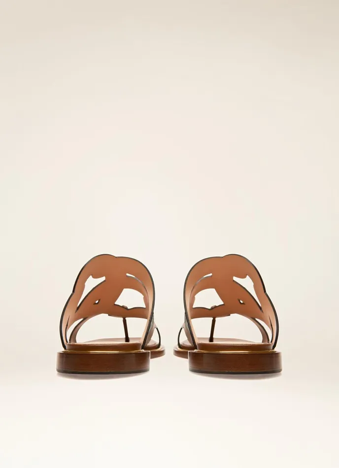 Women Bally Sandals Glada 8211 Leather Flat Sandals In Tan