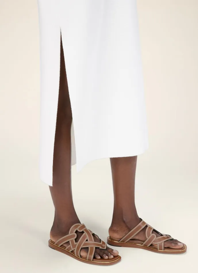 Women Bally Sandals Glada 8211 Leather Flat Sandals In Tan