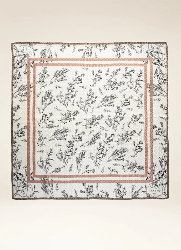 Women Bally Scarves Floral Carr 8211 Silk Scarf In Bone