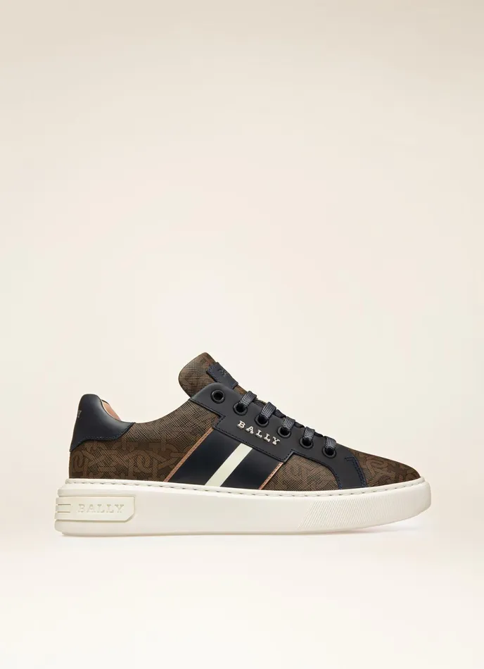 Women Bally Sneakers Myron 8211 TPU and Leather Sneakers In Brown and Navy