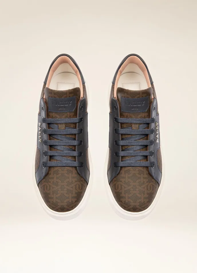 Women Bally Sneakers Myron 8211 TPU and Leather Sneakers In Brown and Navy