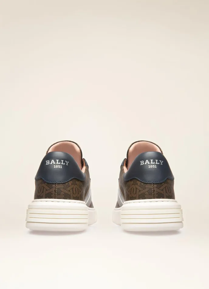 Women Bally Sneakers Myron 8211 TPU and Leather Sneakers In Brown and Navy