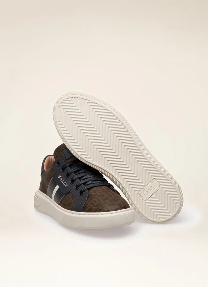 Women Bally Sneakers Myron 8211 TPU and Leather Sneakers In Brown and Navy