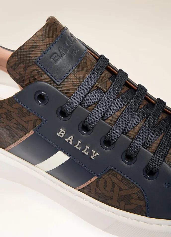 Women Bally Sneakers Myron 8211 TPU and Leather Sneakers In Brown and Navy