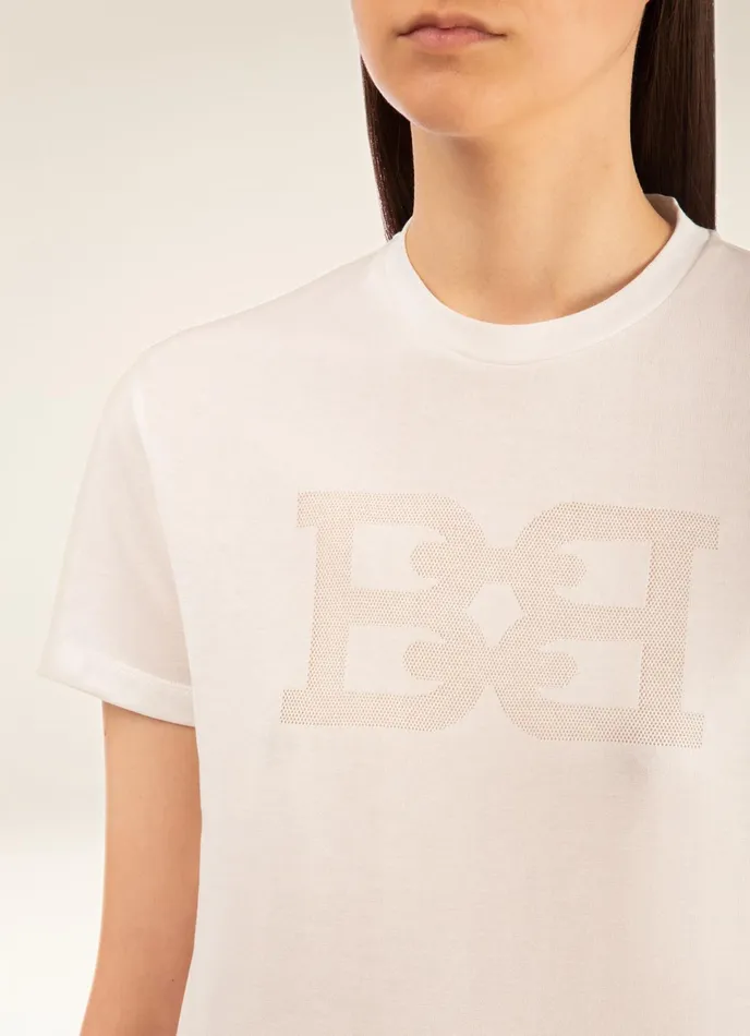 Women Bally Tops BChain TShirt 8211 Cotton Top In White