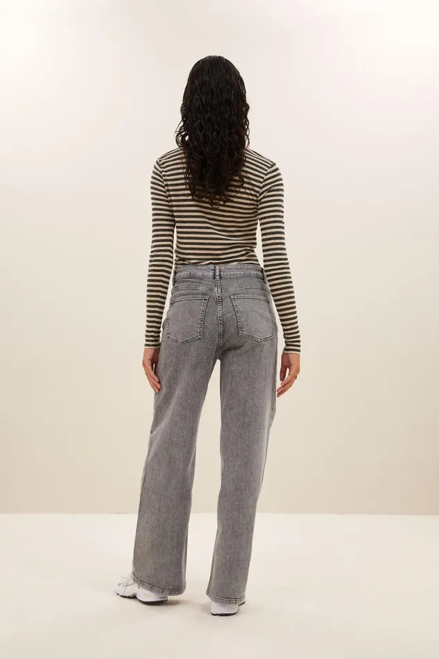 Women Basic Ls Stripe Top Chalk Bybar Tops and Shirts