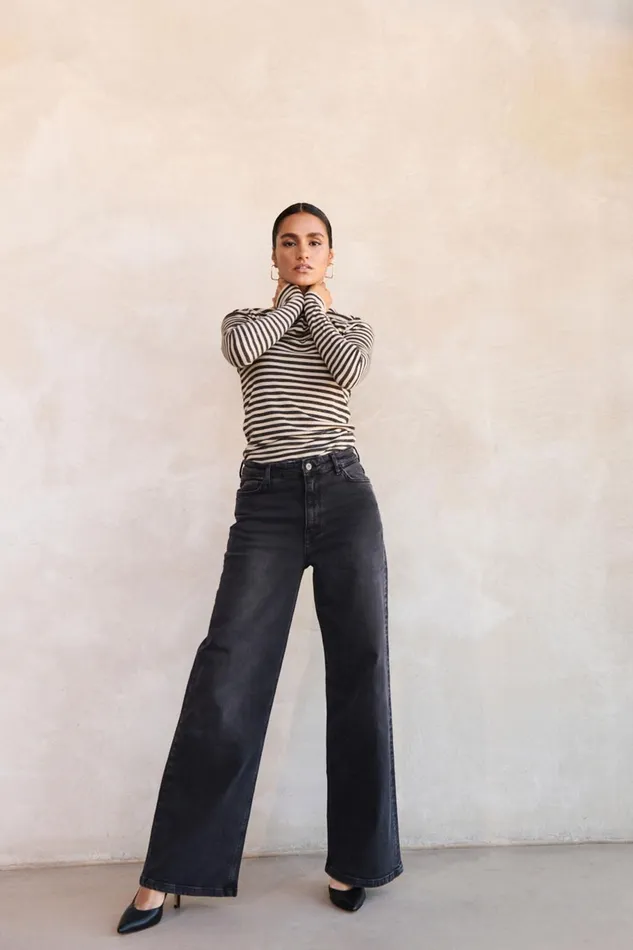 Women Basic Ls Stripe Top Chalk Bybar Tops and Shirts