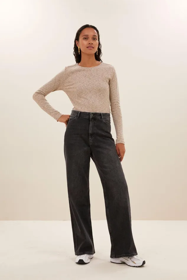 Women Basic Ls Thin Stripe Top Pecan Bybar Tops and Shirts Women Basic Ls Thin Stripe Top Pecan Bybar Tops and Shirts