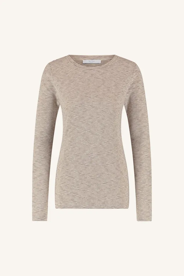 Women Basic Ls Thin Stripe Top Pecan Bybar Tops and Shirts Women Basic Ls Thin Stripe Top Pecan Bybar Tops and Shirts