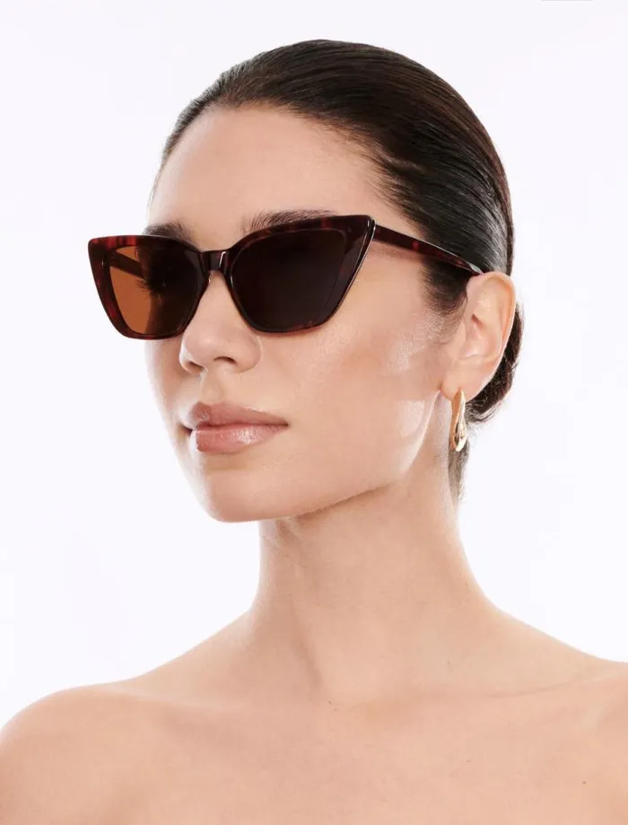 Women BCBG Sunglasses Kendall Cat Eye Sunglasses Brown Demi