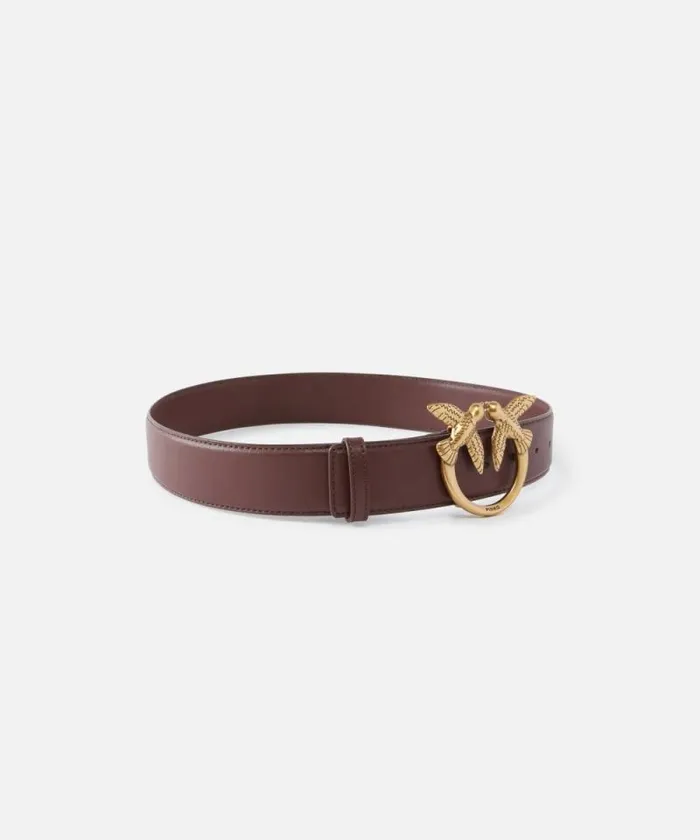 Women Belts Pinko Love Birds High Leather Belt 4cm Choc Bitterantiquegold Women Belts Pinko Love Birds High Leather Belt 4cm Choc Bitterantiquegold