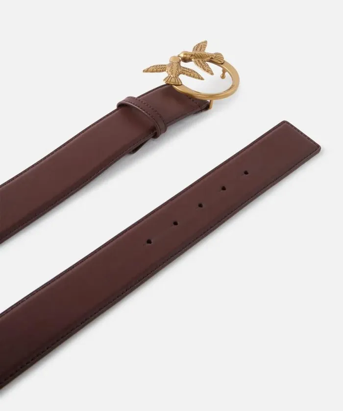 Women Belts Pinko Love Birds High Leather Belt 4cm Choc Bitterantiquegold Women Belts Pinko Love Birds High Leather Belt 4cm Choc Bitterantiquegold