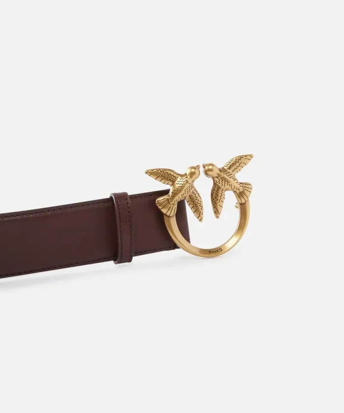 Women Belts Pinko Love Birds High Leather Belt 4cm Choc Bitterantiquegold Women Belts Pinko Love Birds High Leather Belt 4cm Choc Bitterantiquegold
