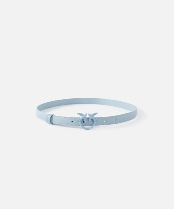 Women Belts Pinko Thin Colourblock Love Birds Leather Belt 2cm Light Blueblock Colour